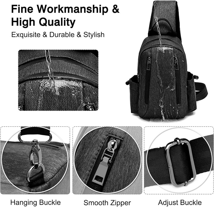 FANDARE Retro Brusttasche Sling Bag Sling Rucksack Schultertasche Crossbody Bag Business Umhängetasc
