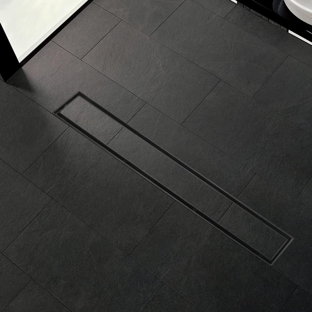 Duschrinne, 90cm,2 in 1,360 Grad,Siphon mit Geruchsstop und Haarsieb Randablauf Befliesbar Edelstahl