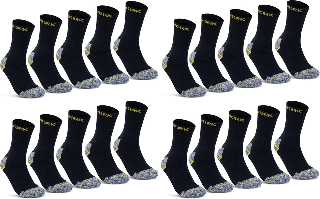 Herren Arbeitssocken (10 oder 20 Paar) WORK Socken Baumwolle 39-42 20 Paar | Schwarz/Grau Meliert, 3