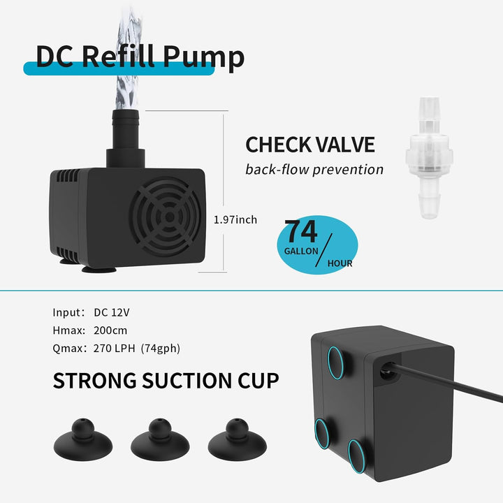 Fzone 0,7 Zoll Mini Nachfüllautomatik Aquarium Nachfüllanlage für Meerwasser- und Süsswasseraquarien