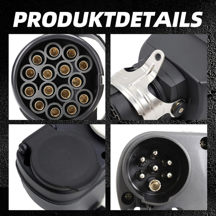 LKW Kurzadapter 24V – 15-p olig Steckdose auf 2X 7-polig Stecker Verteiler für Anhänger (15pol auf 2