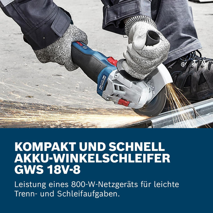 Bosch Professional 18V System Akku-Winkelschleifer GWS 18V-8 (Scheibendurchmesser 125 mm, inkl. 2x A