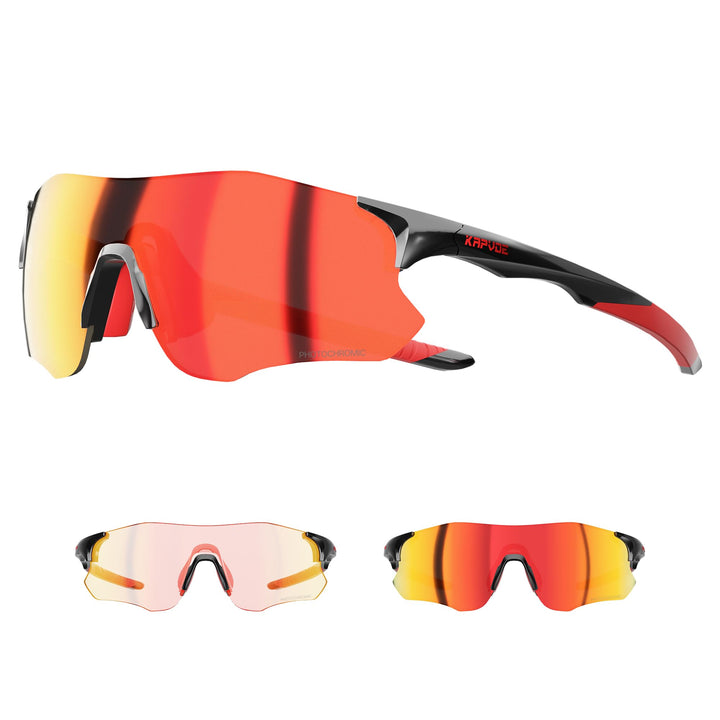 KAPVOE Fahrradbrille Selbsttönend Herren Damen 26g Ultraleicht Schnelle Brille MTB Radfahren Radbril