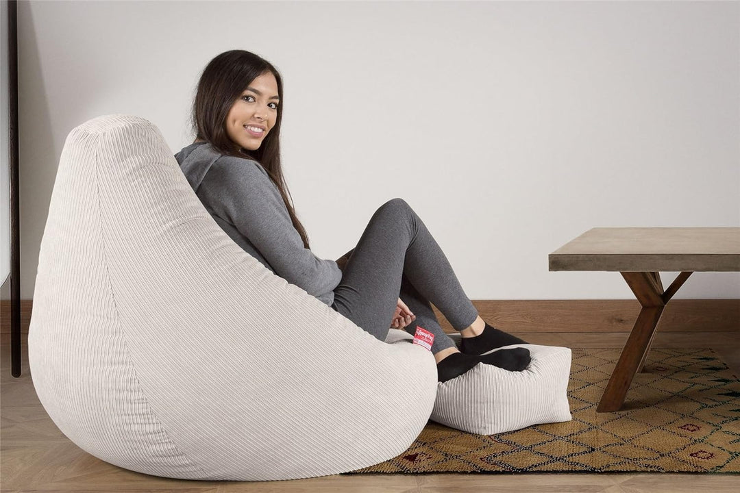 Lounge Pug, Fusshocker Pouf, Nadelstreifencord Stein