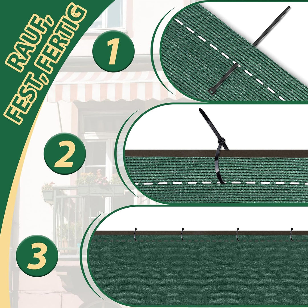 Soontrans Balkon Sichtschutz 1.2 x 10 m, Schatten Sichtschutz Seelenfrieden, Schattiernetz aus HDPE,