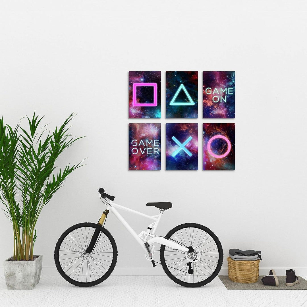 Wandbilder Set Zocker Gaming | KOMPLETT AUFHÄNGFERTIG | Spielkonsole Gamer | Moderne Bilder Poster S