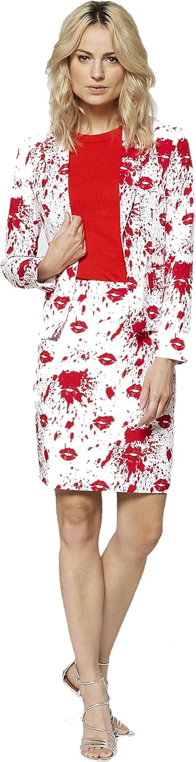 OppoSuits - Verrückter Anzug mit lustigen Prints für Damen - Komplettes Set: Jacke und Rock 34-38 Bl