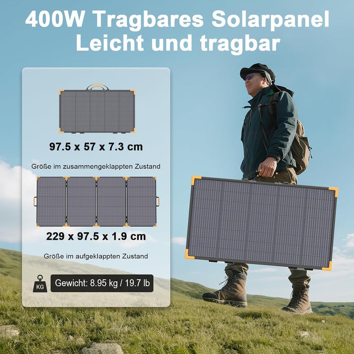 400W Bifaziales Tragbares Solarpanel, 33V Faltbares Solarladegerät, 400W