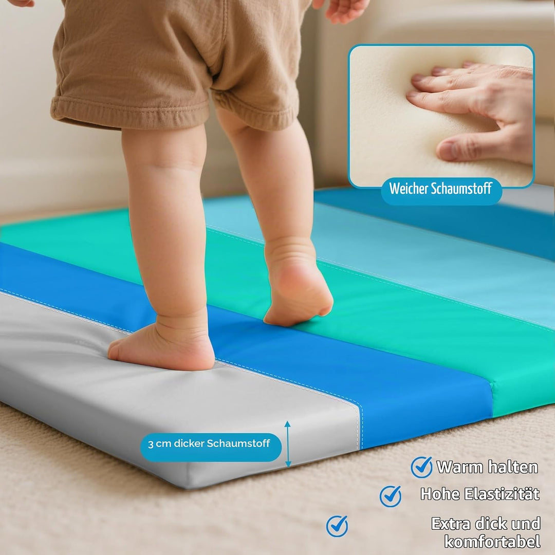 JungleDove Schaumstoff Spielmatte für Baby: 121 x 121cm PU-Leder wasserdicht Kinder Spielmatte - Bab