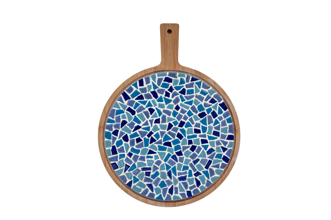 Little Creations Mosaik Bastelset Runde Servierbrett Blau | DIY set Erwachsene Mosaik Bastelset Rund
