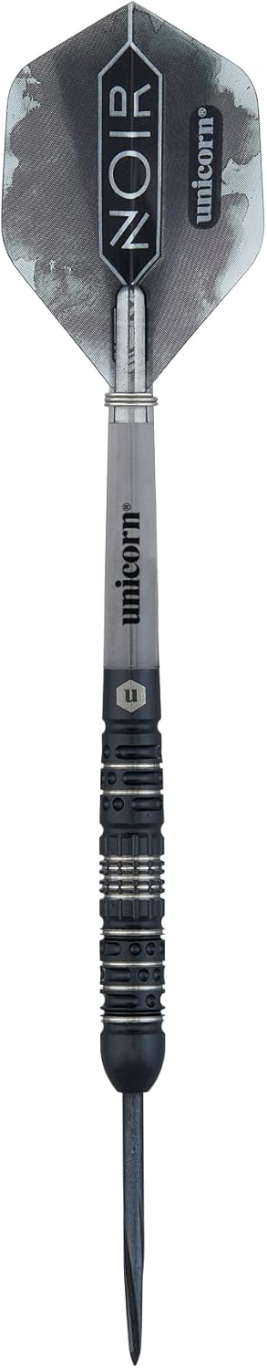 ‎Unicorn Steeltip Dartpfeile Set - Noir - 90% Tungsten Barrels mit schwarzer Titanbeschichtung & Bla