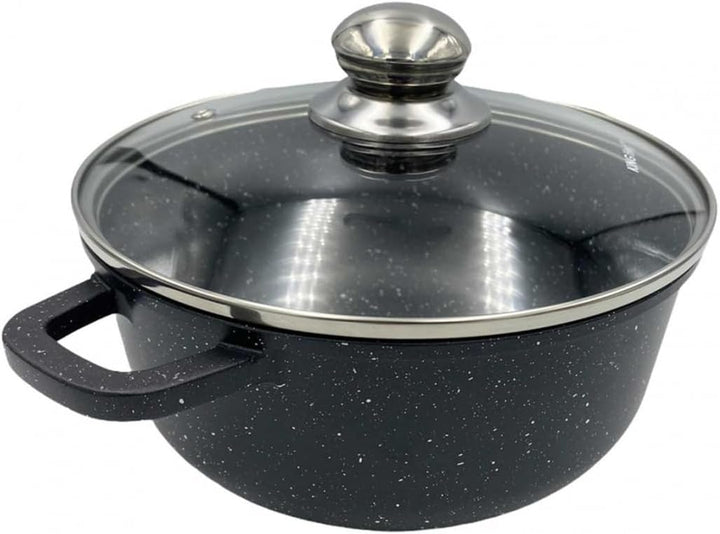 Marmor Töpf Kochtopf 2,3L 20cm mit Glasdeckel Marmorbeschichtung KINGHOFF (Ø20 cm), Ø20 cm
