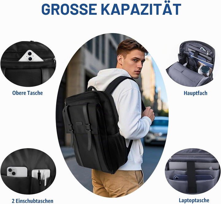 Dobaly Laptop Rucksack Wasserdicht für Damen &amp; Herren - Laptopfach Daypack für Arbeit Business Radfa