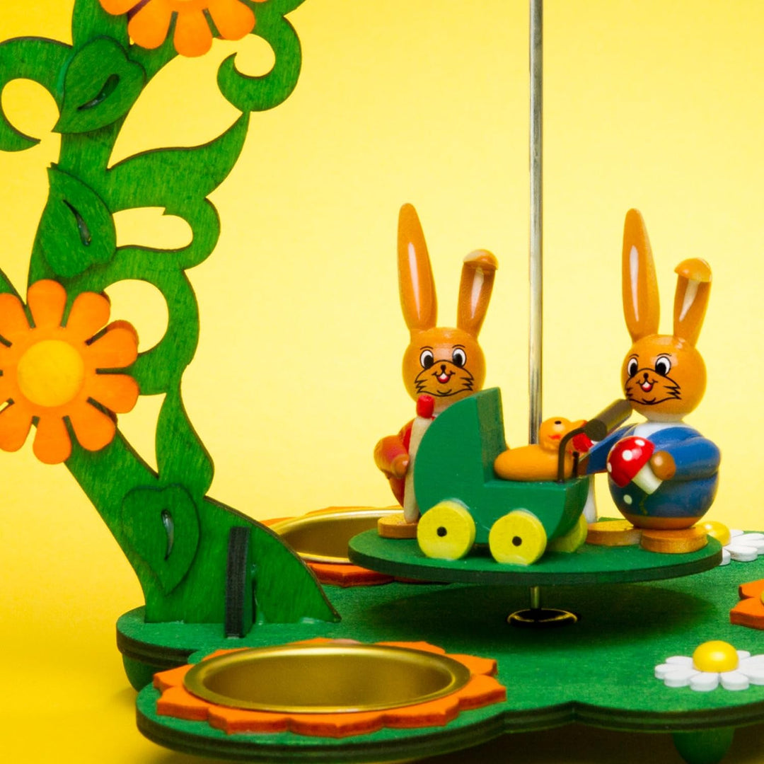 Sikora OD05 Osterdeko Holz Teelicht Tischpyramide mit Osterhasen Figuren, Farbe/Modell:A1 Osterhasen