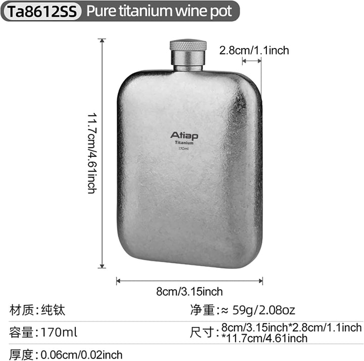 Titan-Flachmann, tragbar, auslaufsicher, Weintopf, Flagon, Trinkbecher mit Kappe für Outdoor, Campin