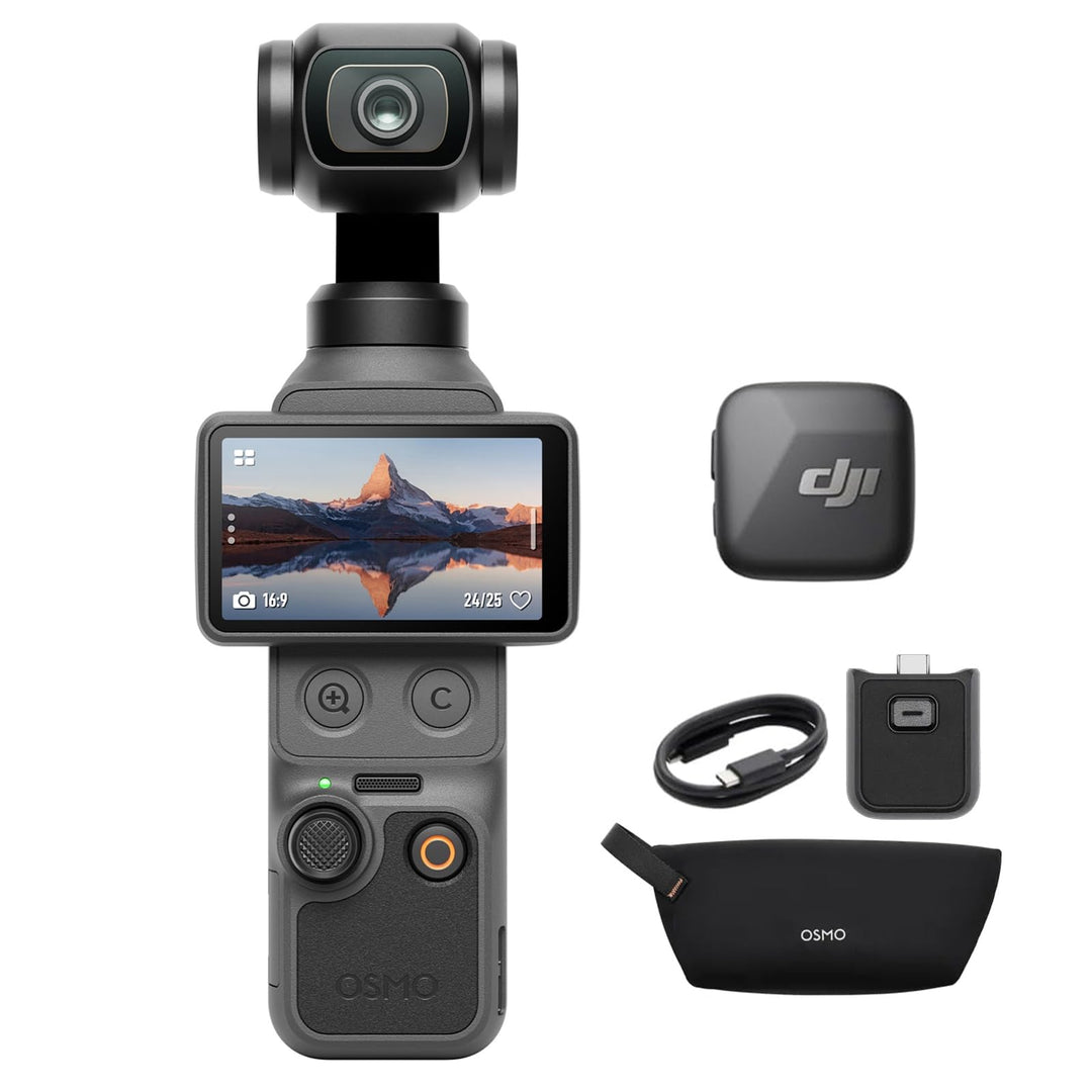 DJI Osmo Pocket 4 Essential Combo, Pocket Gimbal Vlog Kamera, 1″ CMOS und 4K/240fps, 3‑Achsen-Stabil