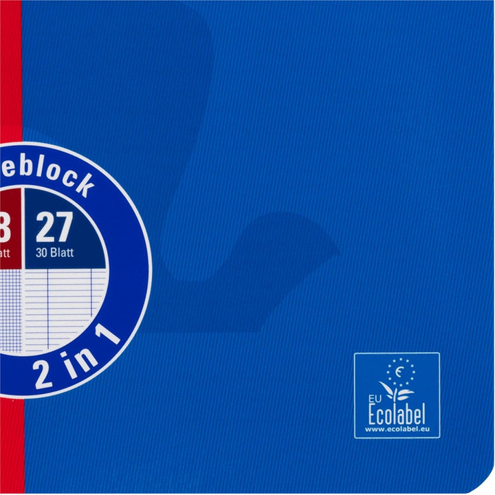 Oxford Collegeblock Duo A4 kariert und liniert, 80 Blatt, rot/blau, 10 Stück Single, Single