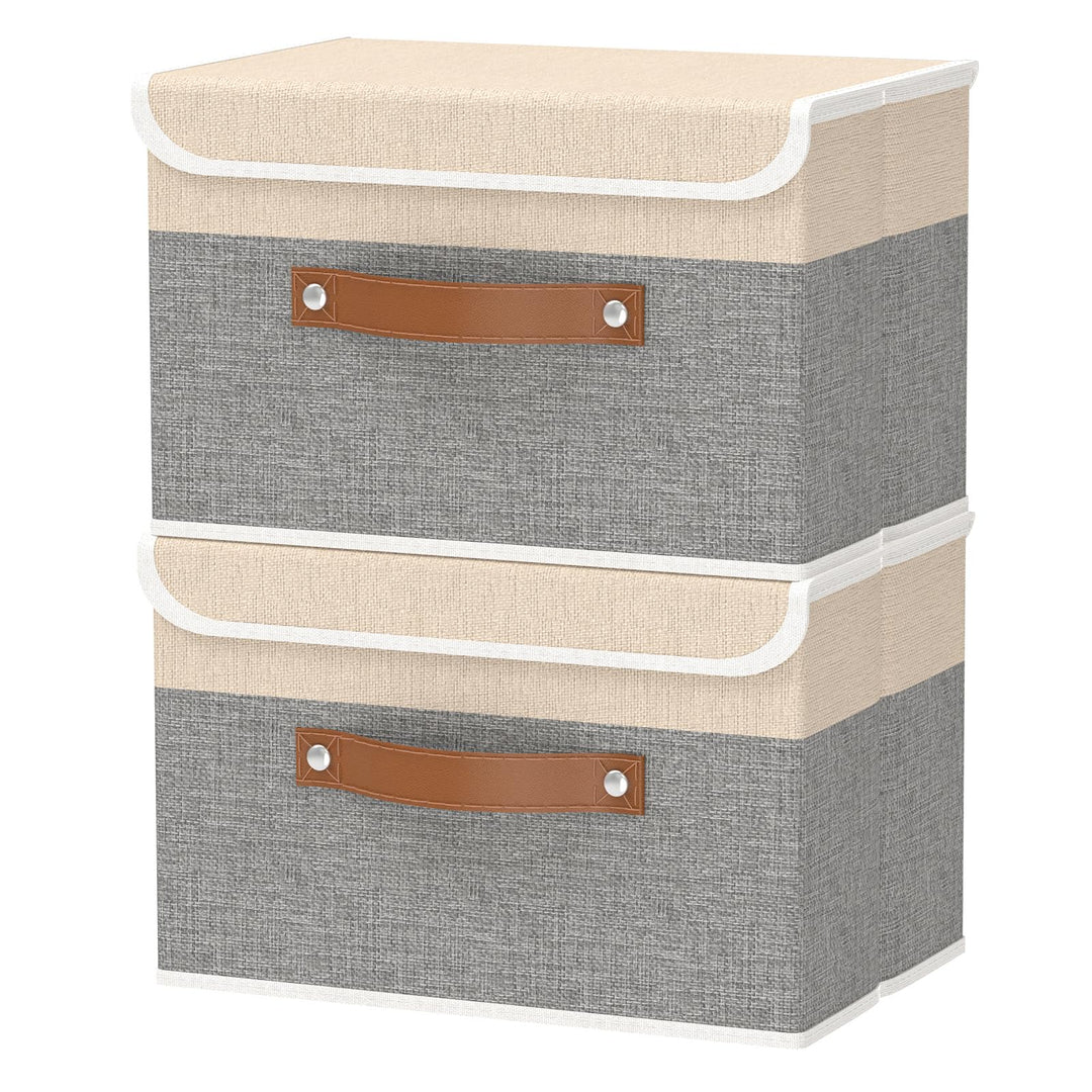 OUTBROS 2 Stück Aufbewahrungsboxen mit Deckel, 38 x 25 x 25 cm, faltbare Stoffboxen, Aufbewahrungskö