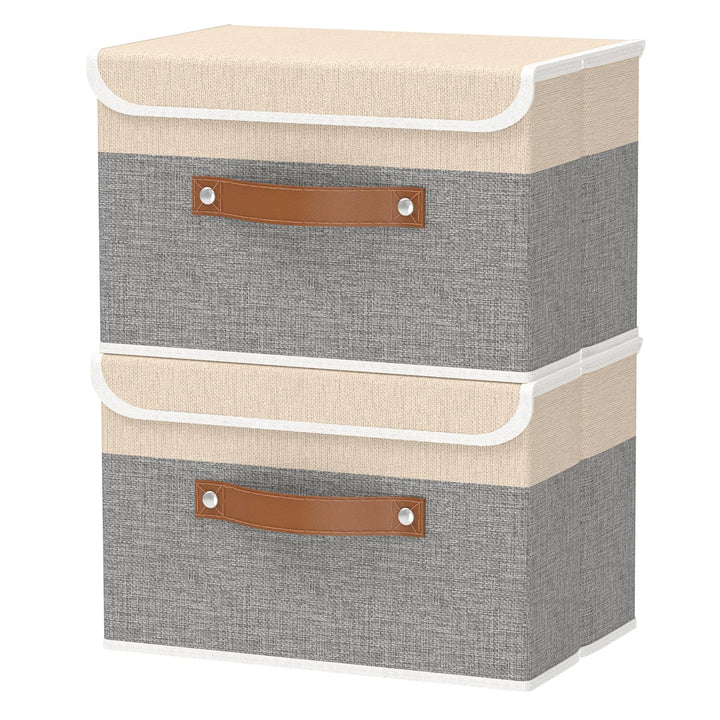 OUTBROS 2 Stück Aufbewahrungsboxen mit Deckel, 38 x 25 x 25 cm, faltbare Stoffboxen, Aufbewahrungskö