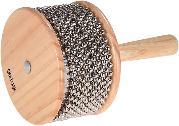 Heysland Cabasa-Percussion-Musikinstrument aus Holz, Metallperlenkette und Zylinder, Pop-Hand-Shaker