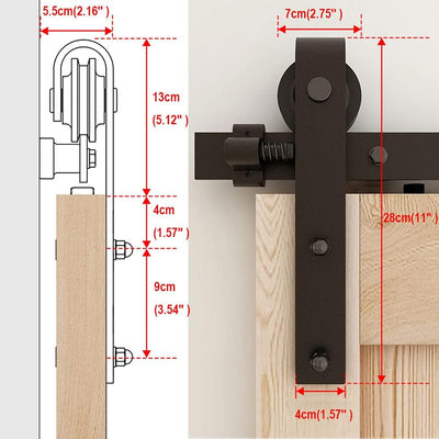 CCJH 8FT/246cm Schiebetürbeschlag Set Laufschienen für Schiebetür Hängeschiene Schiebetürsystem für