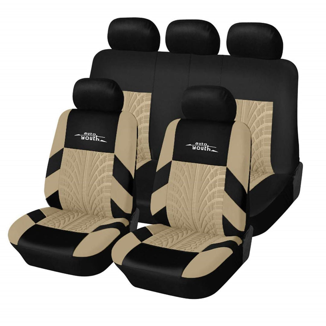 AUTOYOUTH Autositzbezüge Universal Fit Komplettset Autositzschoner Reifenschienen Autositzzubehör, B