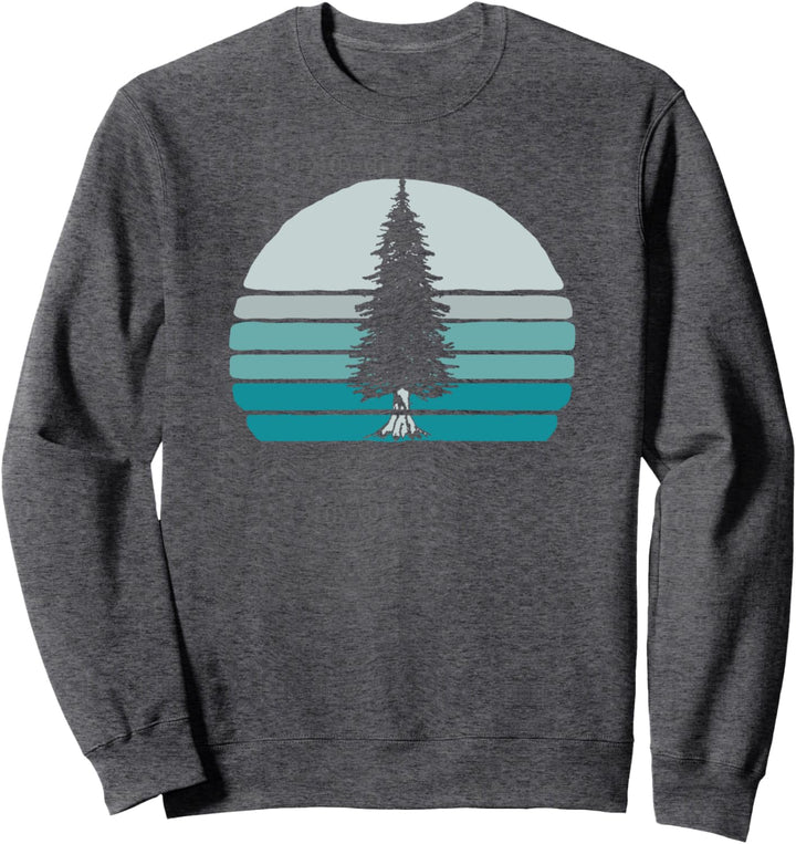 Simple Tree Vintage Pine & Minimalist Retro Sunset 80s Sweatshirt