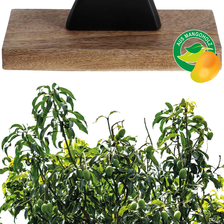 com-four® Deko-Aufsteller Baum - Metall-Baum auf Mangoholz-Sockel - Deko-Baum aus Metall zum Hinstel