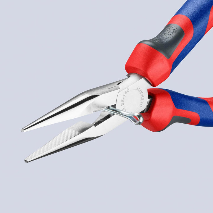 Knipex Flachrundzange mit Schneide (Radiozange) verchromt, mit Mehrkomponenten-Hüllen 160 mm 25 05 1