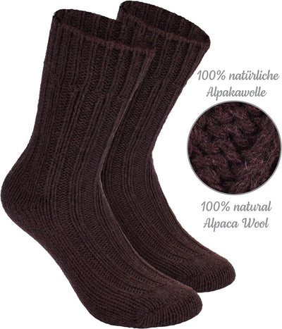 Brubaker 4 Paar Alpaka Socken sehr dick flauschig und warm - reine Alpakawolle 35-38 Grau- und Braun