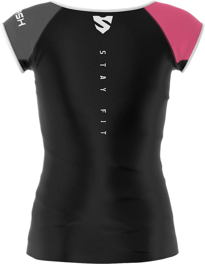SMMASH Funktionsshirt Damen Kompressionsshirt Sportshirt Kurzarm Atmungsaktiv Second Skin Technologi