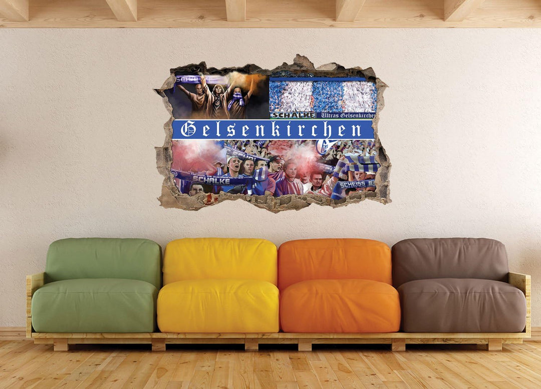 Ultras Gelsenkirchen, 3D Wandsticker Format: 92x62cm, Wanddekoration, 92x62