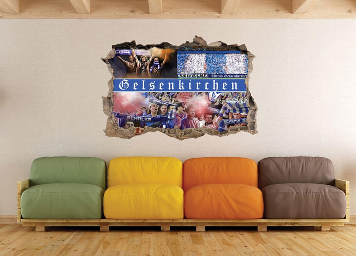 Ultras Gelsenkirchen, 3D Wandsticker Format: 62x42cm, Wanddekoration, 62x42