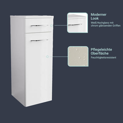 FACKELMANN Milano Midischrank mit Tür und Schublade – Schrank für Badezimmer (30,5 cm x 83 cm x 32 c