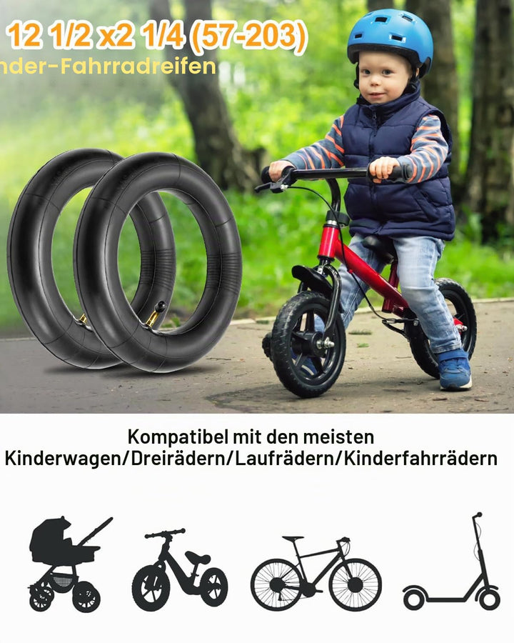 12 1/2 x 2 1/4 57-203 Kinderwagen Schlauch 12 Zoll Mit Winkelventil 45°, 2 Stück E Scooter Schlauch,