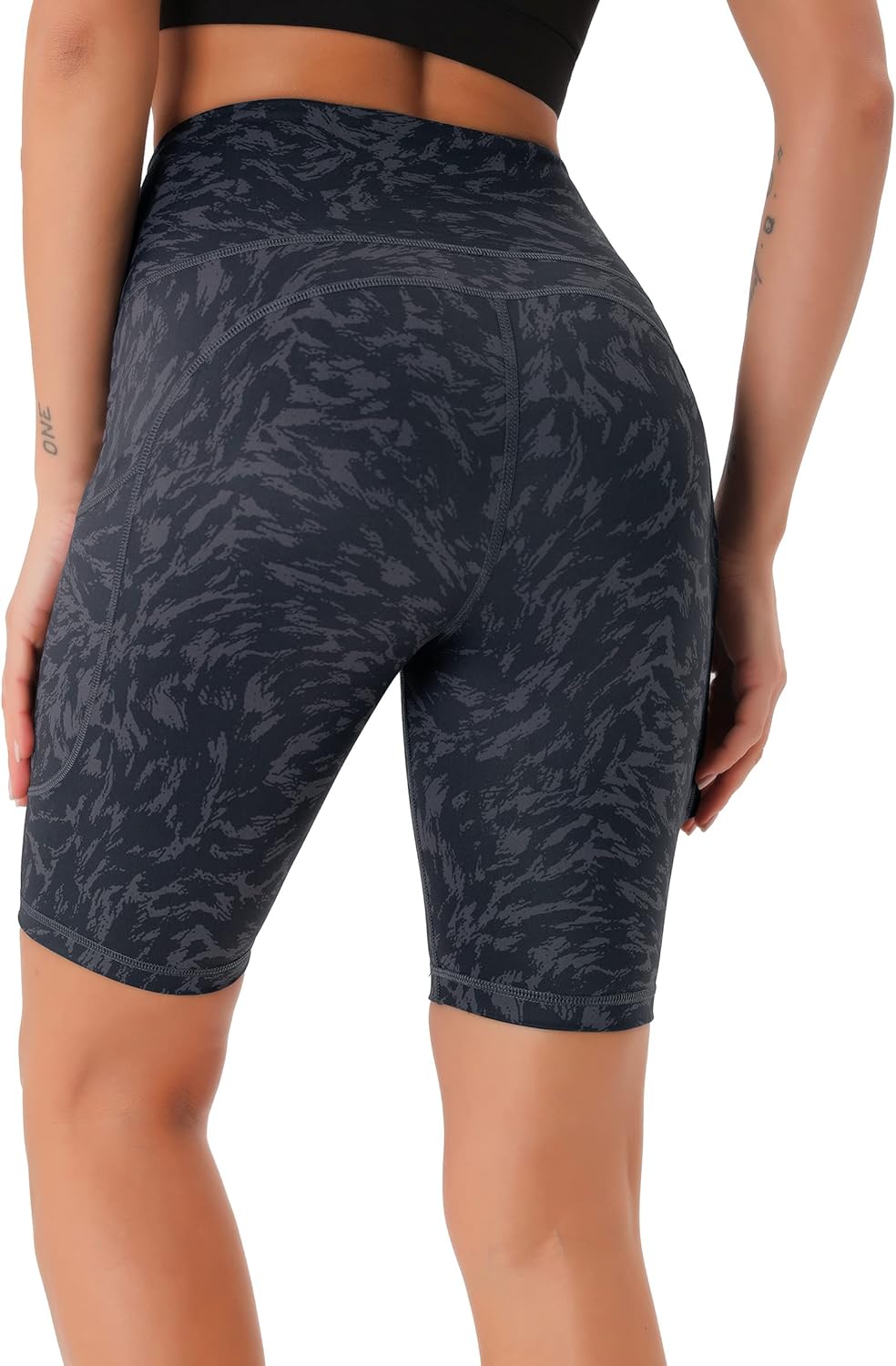 Persit Damen Kurze Leggings, Blickdicht Radlerhose mit Taschen XS Grau Seidenband, XS Grau Seidenban