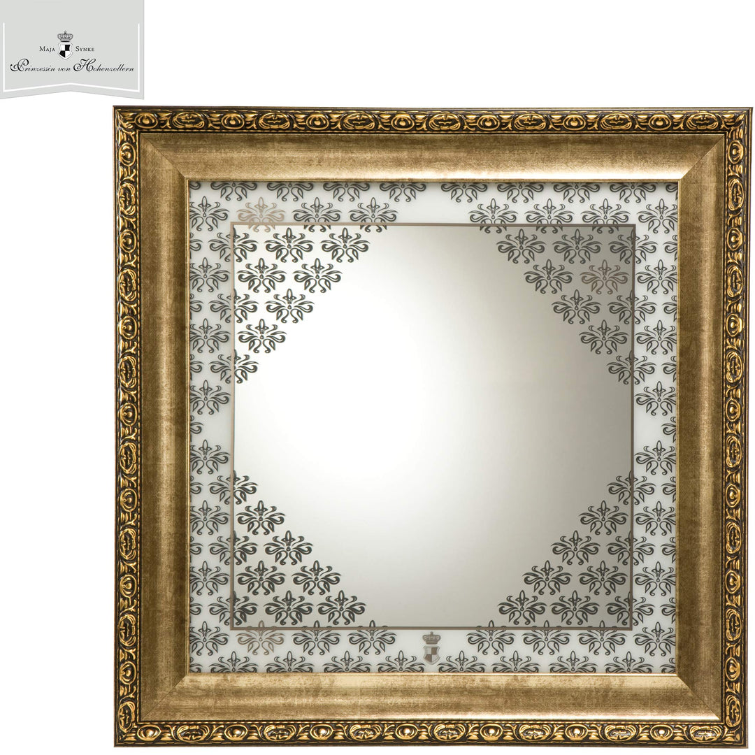 Goebel Floral Spiegel, Wandspiegel, Glas, schwarz-weiss, 45 x 45 cm
