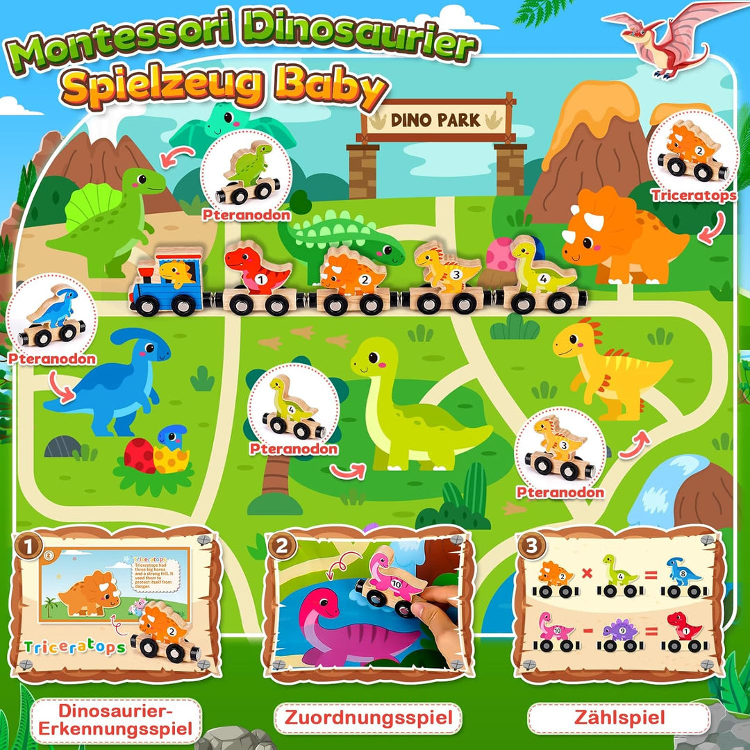 Montessori Spielzeug ab 1 2 Jahre: Dinosaurier Spielzeug Holzspielzeug Motorikspielzeug ab 1 Jahr Ho