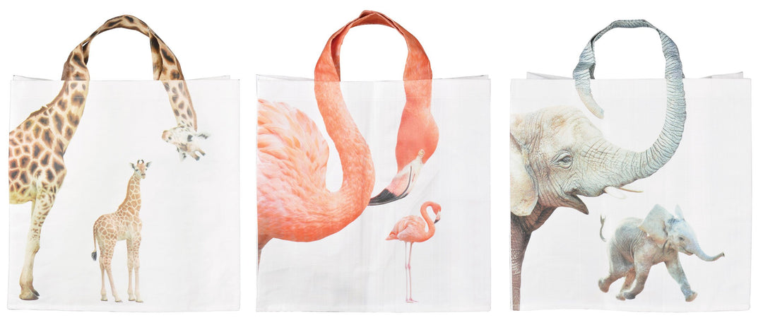 Esschert Design Einkaufstasche Zootierhals sort, PP Gewebe, Mehrfarbig, 39 x 14 x 39 cm