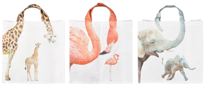Esschert Design Einkaufstasche Zootierhals sort, PP Gewebe, Mehrfarbig, 39 x 14 x 39 cm