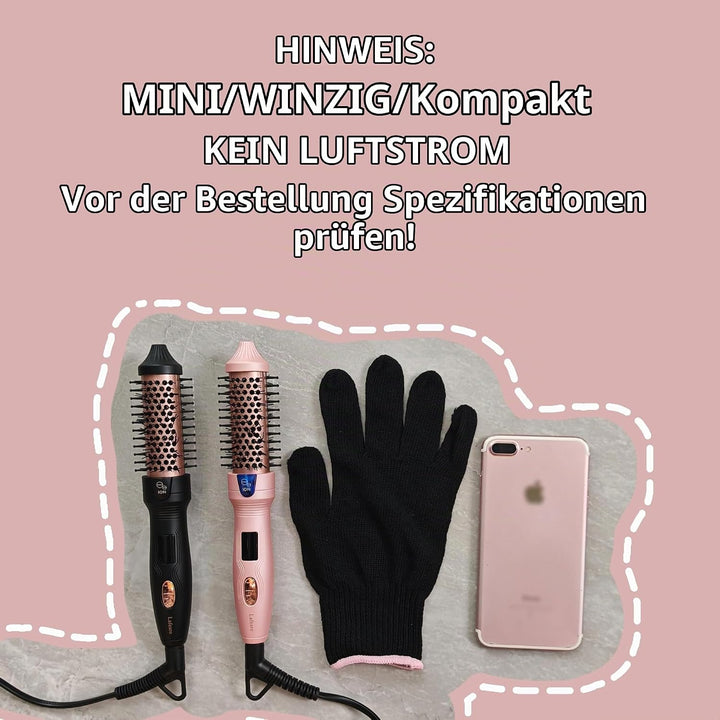 Thermobürste, MINI Thermal Brush, 27mm Heisse Bürste für Blowout-Effekt, Tourmalin-Keramik-Ion-Locke