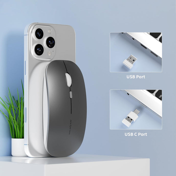 Uiosmuph Q5 Kabellos Maus, Wiederaufladbar Funkmaus 2.4G Leise Funkmaus Ultra Dünn Wireless Computer