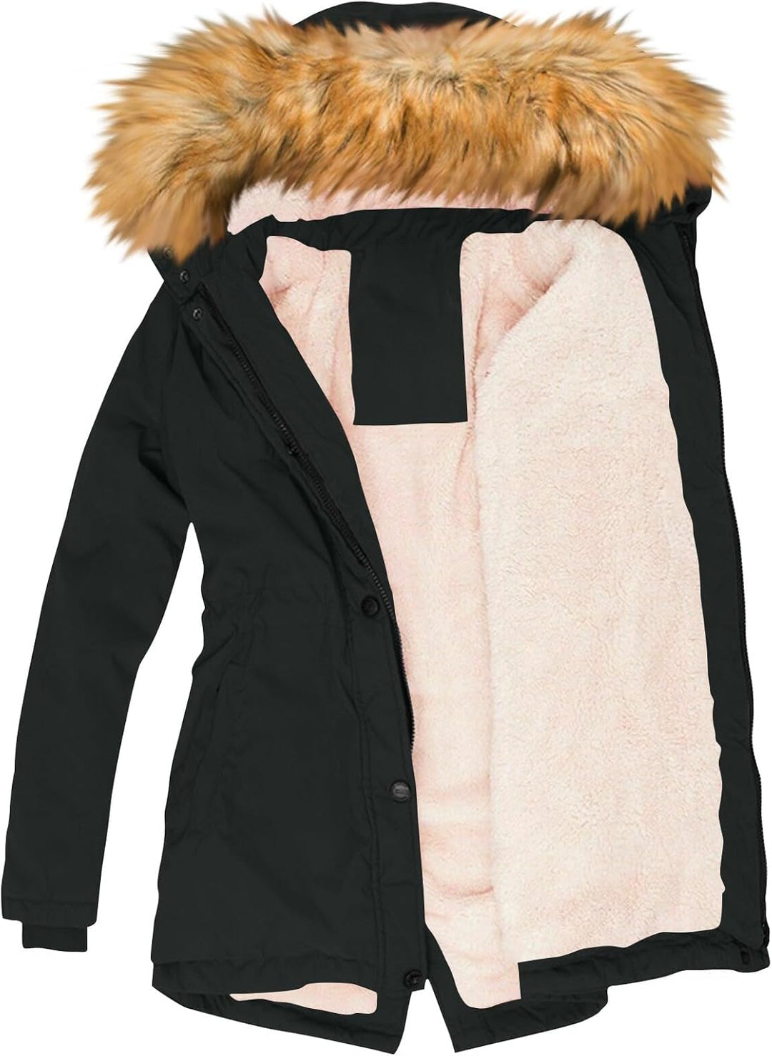 Ansenesna Winterjacke Damen Warm Gefüttert Fellkapuze Parka Winter Fell Wintermantel Elegant Mit Kap