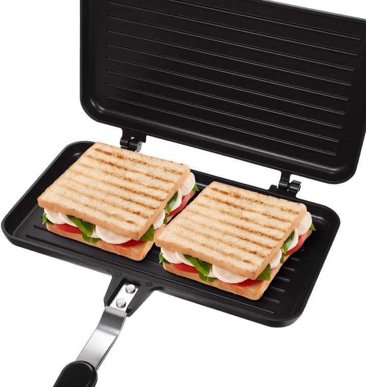 IMIKEYA Sandwich Maker Pfanne Antihaft Doppelseitige Bratpfanne Toastpfanne mit hitzebeständigem Gri