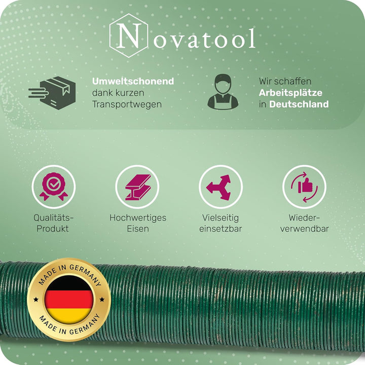 Novatool 10x Wickeldraht I grün I 0,65 mm I Draht I Basteldraht Floristendraht Blumendraht Bindedrah