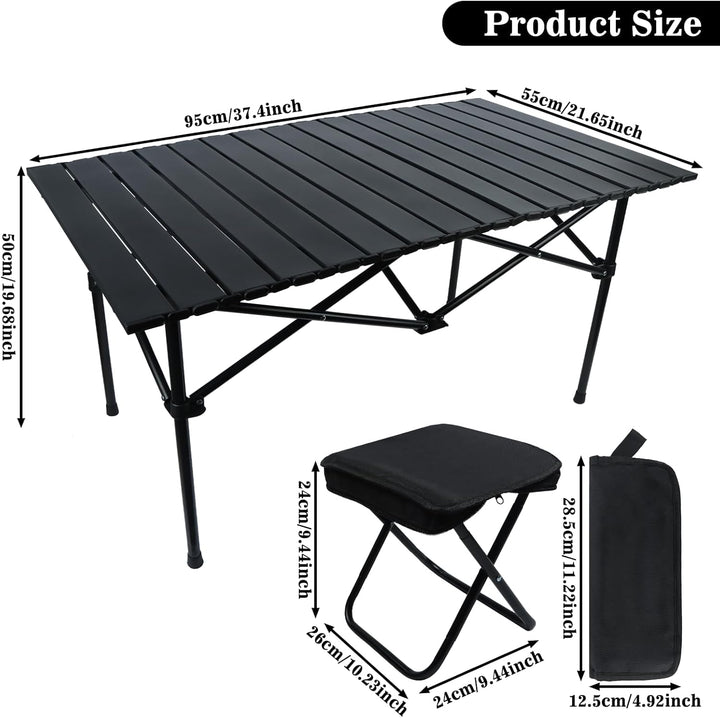 Campingtisch Klapptisch, Campingtisch Faltbar mit 2 Klappstühle | Campingtisch Klappbar mit Tragetas