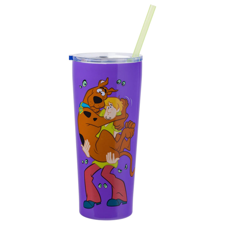 Silver Buffalo Scooby Doo Where Are You doppelwandiger Edelstahlbecher mit Strohhalm, 625 ml, Scooby