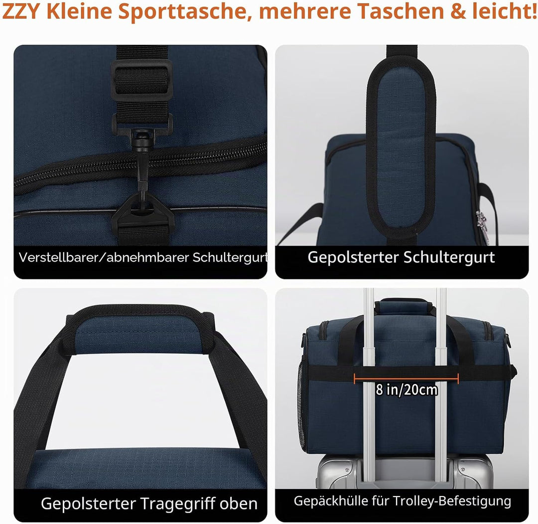 ZZY 20L Sporttasche Klein, Trainingstasche Gym Bag 40x20x25cm, Kleine Fitnesstasche & Weekender für