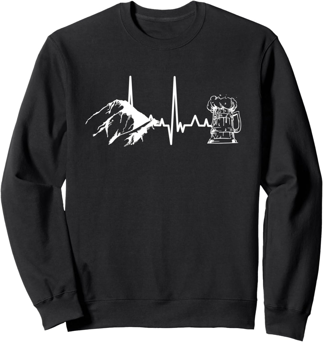 Herzschlag Berge und Bier Bierkrug Geschenk Sweatshirt