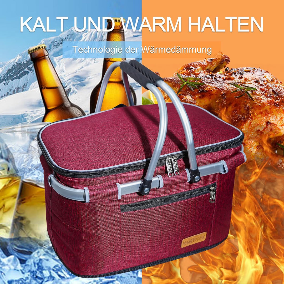Einkaufskorb Kühltasche Gross Isolierkorb KüHlkorb KüHltasche Picknickkorb Picknicktasche mit Zwei G